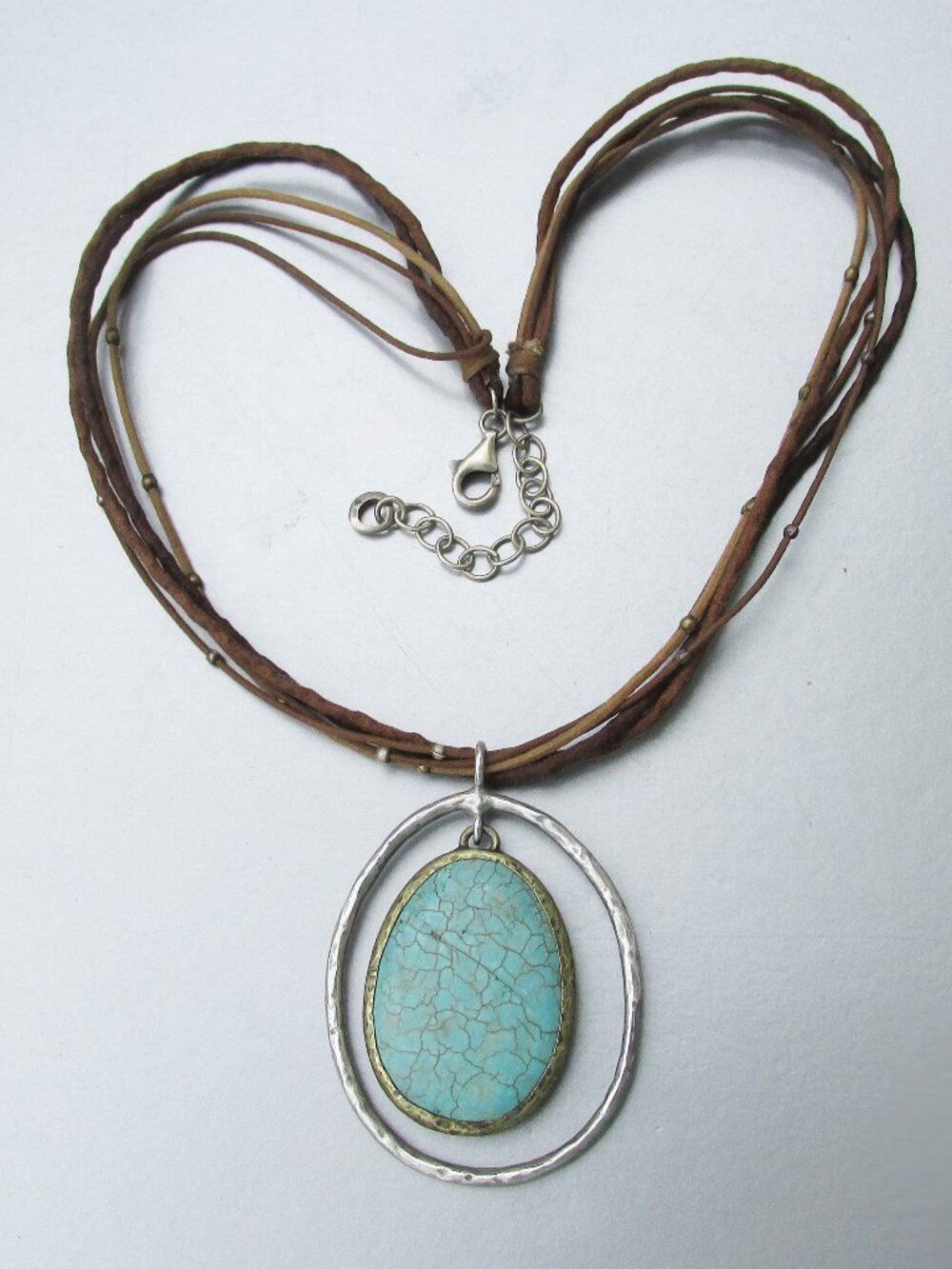 Retired SILPADA N1804 DOUBLE HALO Howlite Bronze Silver 5 Str Cord Necklace